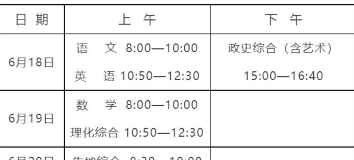 2023年湖南永州中考考试时间及科目安排出炉